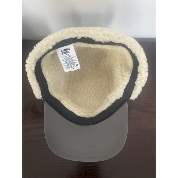 Lands' End Men's Gray Sherpa Lined Waterproof Winter Earmuff Hat Size S-M - Picture 4 of 6